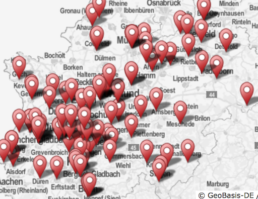 Kartenausschnitt mit Veranstaltungsorten