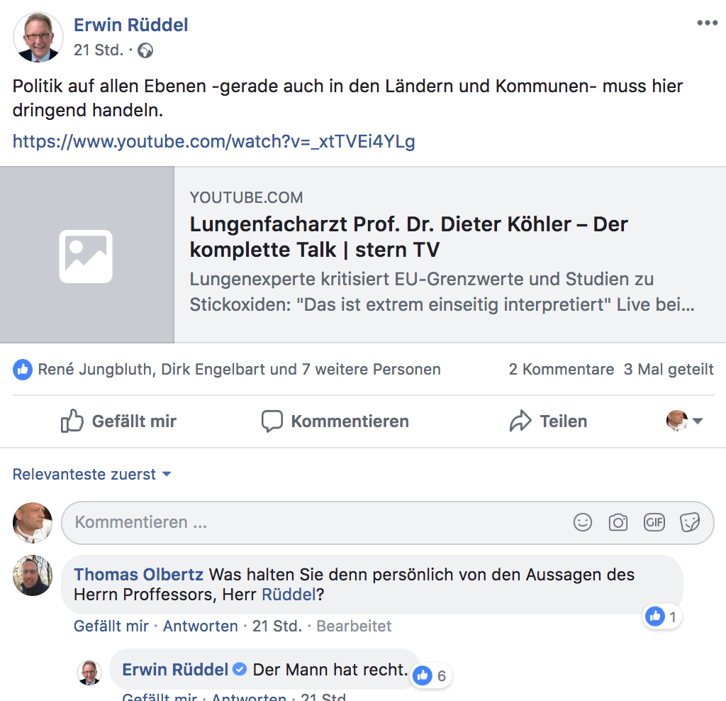 Rüddel auf Facebook